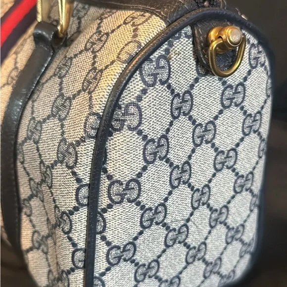 Vintage Gucci Monogram Boston Bag Satchel - Navy Blue - $500 obo - Picture 4 of 8
